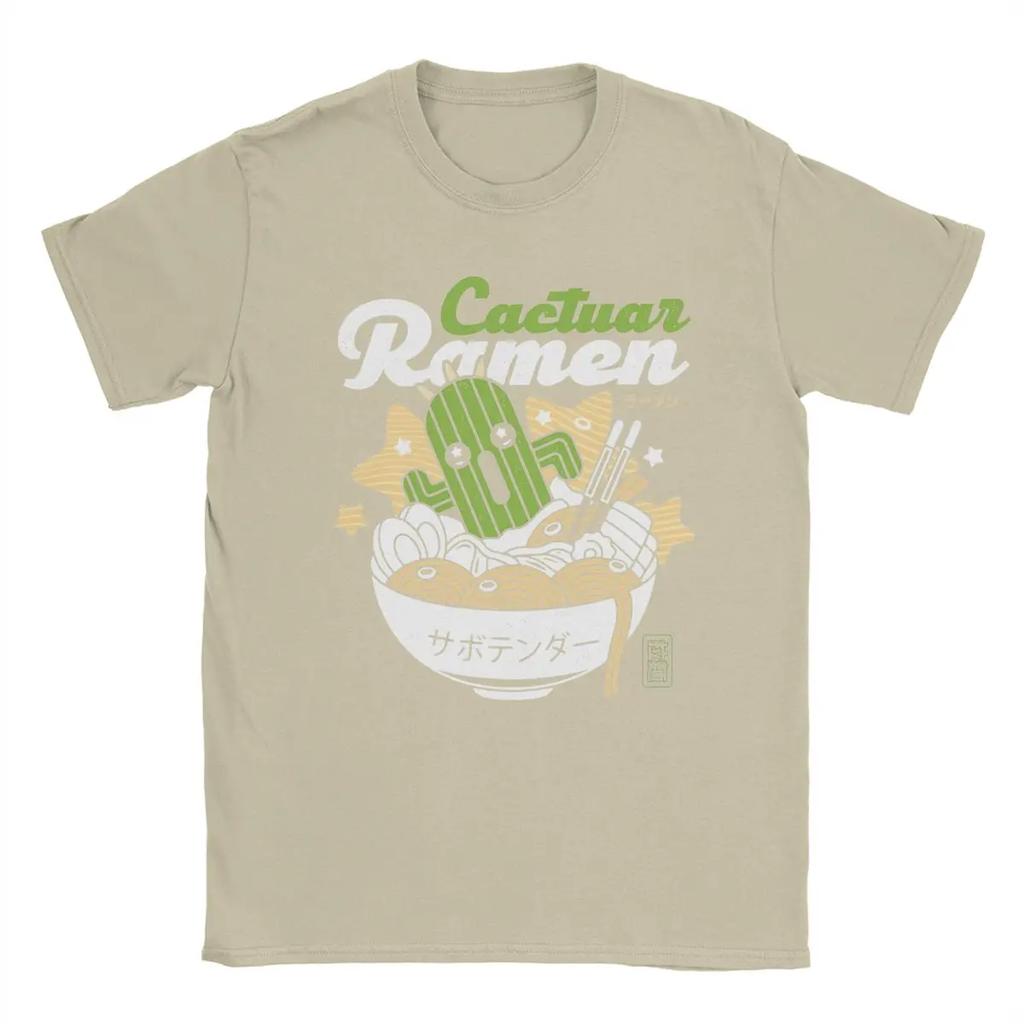 Cool Cactuar Ramen Final Fantasy T-Shirts for Men Crewneck 100% Cotton T Shirts Short Sleeve Tee Shirt Unique Tops