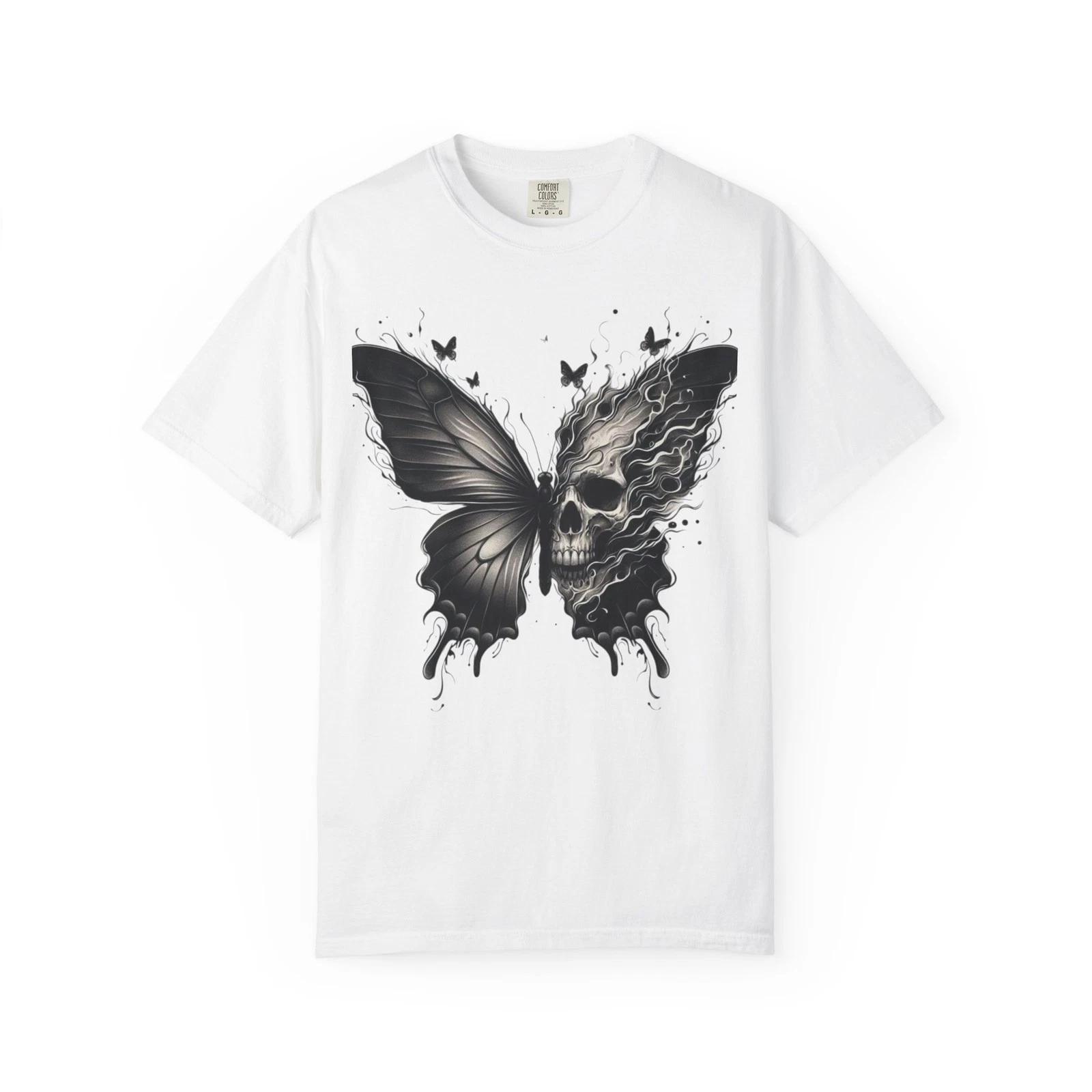 Butterfly Skull T-Shirt, Unisex Graphic Tee, Alternative Fashion S