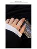 Banyan Tree S925 Silver Asymmetrical Geometric Love Ring - Light Luxury Design for Women, New Trend Index Finger Jewelry