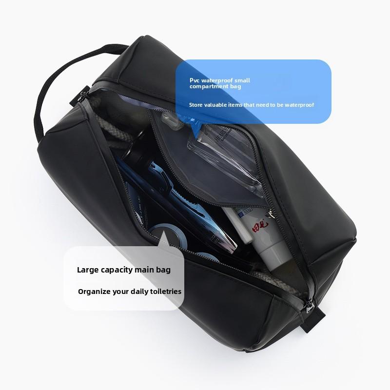 Travel Toiletry Bag For Men Pu Material Modern Minimalist Organizer With Wet Dry Separation For Business Travel