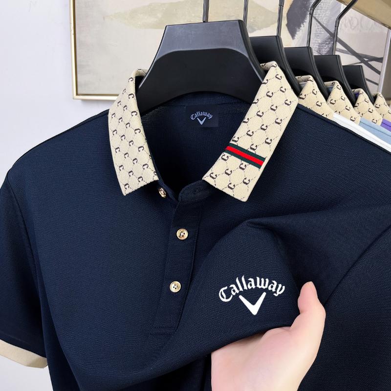 

Callaway 2025 Лето Мужская Новая Вышивка Пони Однотонная Свободная Цветной Воротник Деловая Повседневная Футболка Поло XL темно-синий