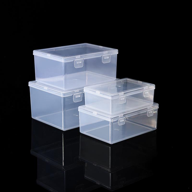 Transparent Rectangular PP Double Buckle Storage Box with Lid for Jewelry, Ornaments, or Tea Sets