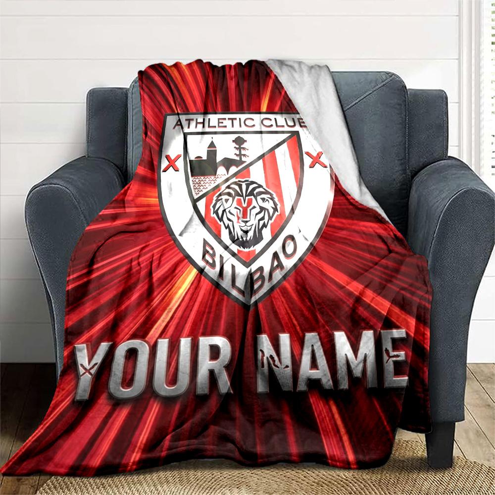 Name Custom Athletic Club Print Flannel Blanket High Quality Warm Comfortable Cover for All Seasons Perfect for Gifts Home Decor