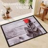 Wood Grain Flowers Crystal Velvet Floor Mat Entry Door Mat Foot Mat Valentine's Day Flower Home Decoration Small Carpet