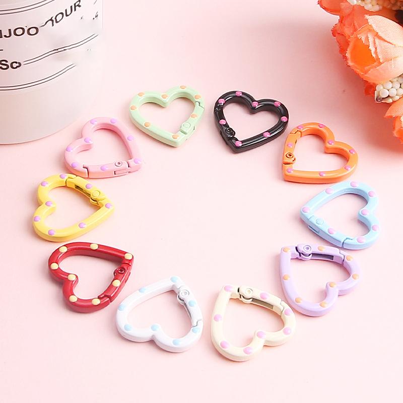 4 Pieces Of Colorful Love Spring Keychain Keyring Heart-Shaped Heart-Shaped Spring Ring Diy Jewelry Accessories