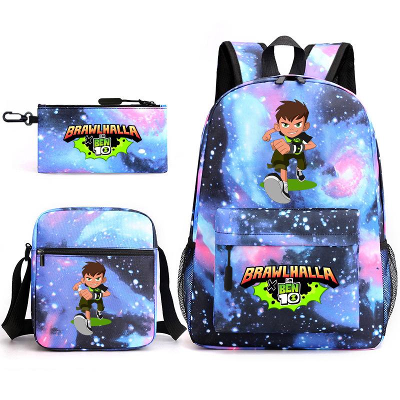 New Hacker Junior Starry Sky School Bag Three-piece Set 10 Heat Transfer Personalized Backpack Leisure Bag