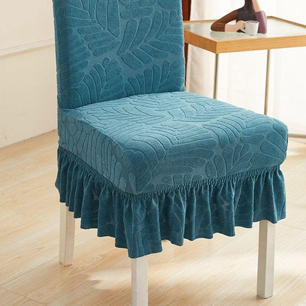 High-elastic Dining Chair Cover Anti-dirty Jacquard Stool Slipcover Skirt Edge Soft Backrest Protector for Home Decoration