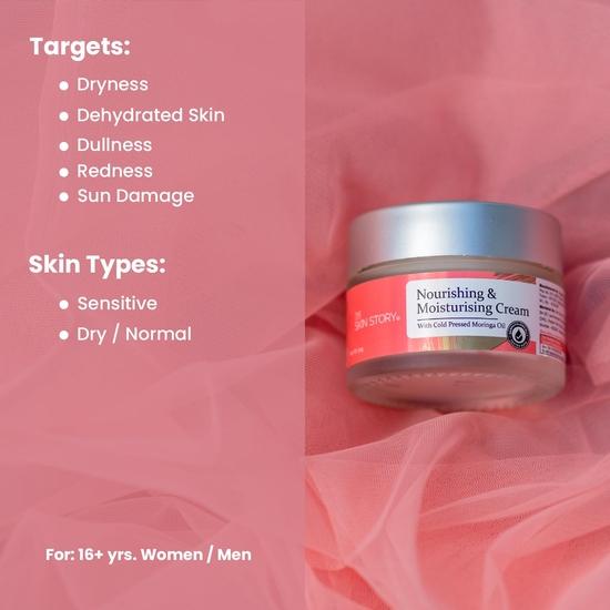 The Skin Story Moisturizing Face Cream | 24-Hour Hydration, Nourishing | Non-Oily with Moringa Oil, Wheat Protein, & Amino Acids | All Skin Types 50g