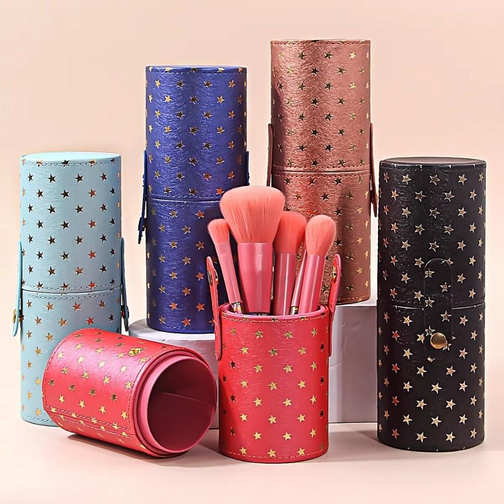 PU Leather Makeup Brush Bucket Waterproof Cosmetic Bag Portable Storage Box  Travel