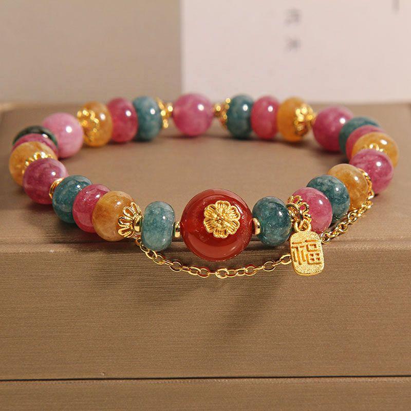 

Natural color agate crystal bracelet Women s vintage crystal bracelet women s jewelry gift
