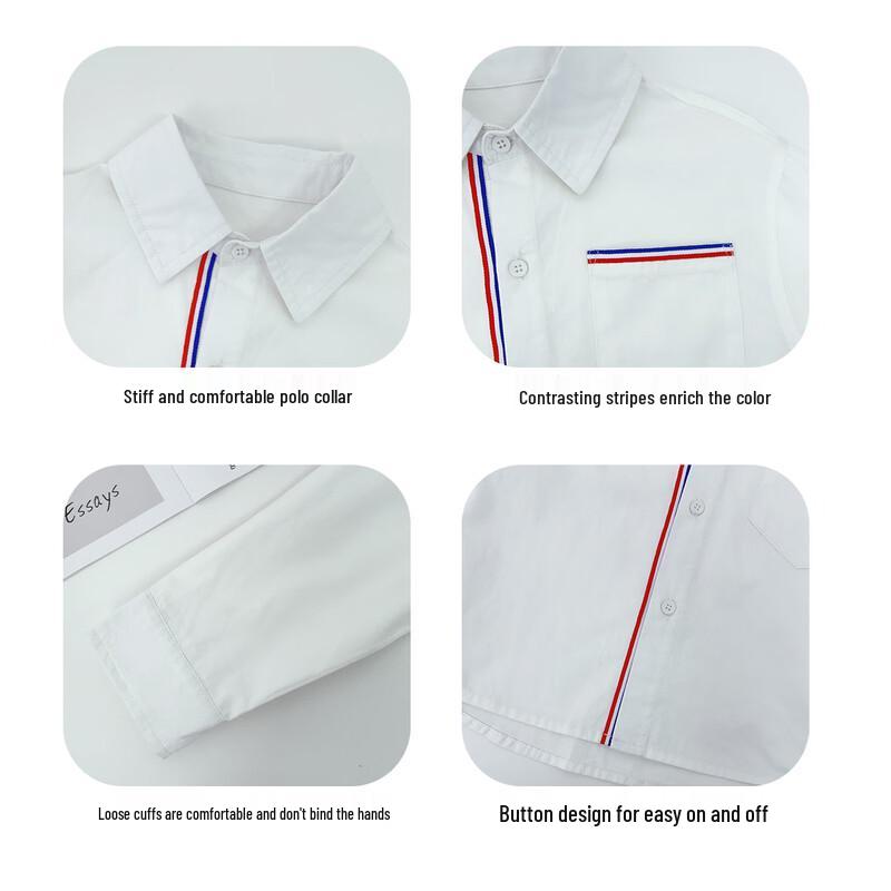 Boys' Classic White Cotton Long Sleeve Shirt