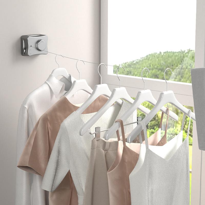 Bathroom Accessories Storage Hanger Retractable Clothesline Wall Mounted Invisible Adjustable Laundry Line Clothes Drying Rack