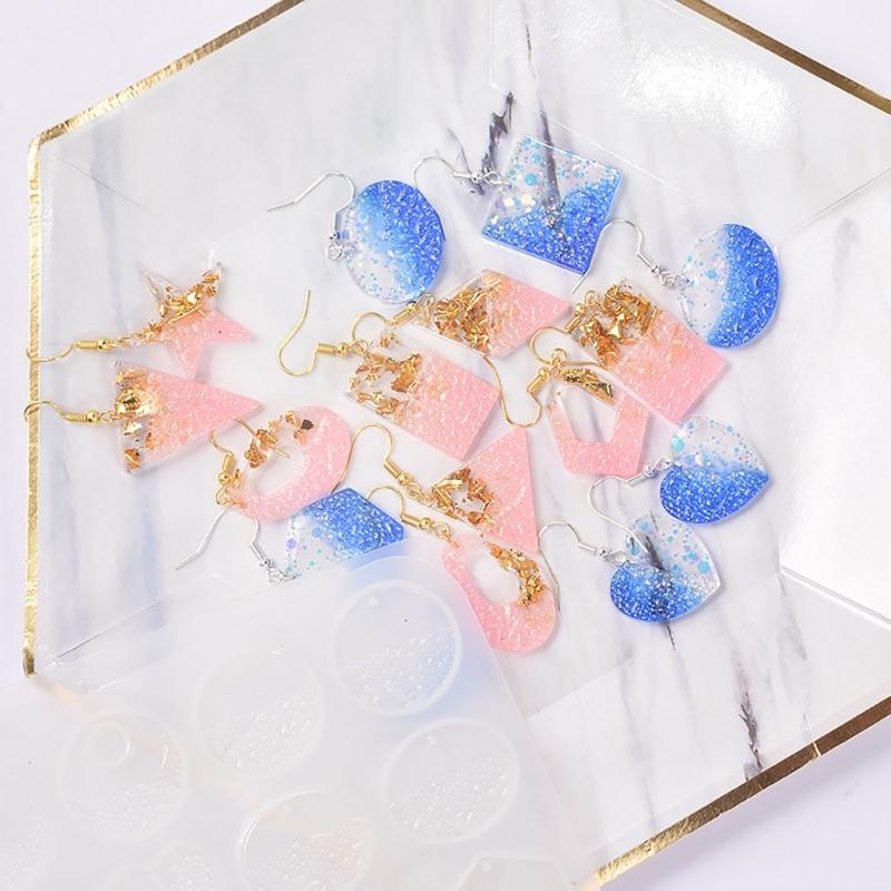Shiny Glossy Silicone Resin Molds Geometry-shaped Earrings Mold DIY Keychain Pendant Jewelry Epoxy Resin Crafting Molds