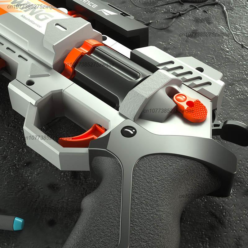 Children's Mechanical Linkage 6-round Revolver Soft Bullet Gun Can Fire Toy Gun, Boys' Outdoor Chicken Eating Pistol Model