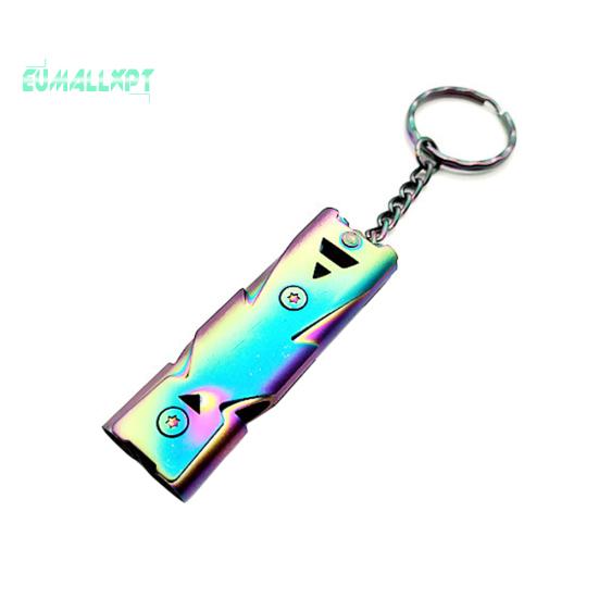 Portable Stainless Steel Dual-Pipe Mini - High Decibels Survival Keychain Whistle