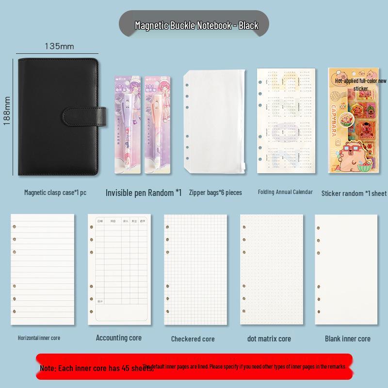 2025 A6 Password Lock Diary with Foldable Pages - Student Check-in & Storage Memo Book