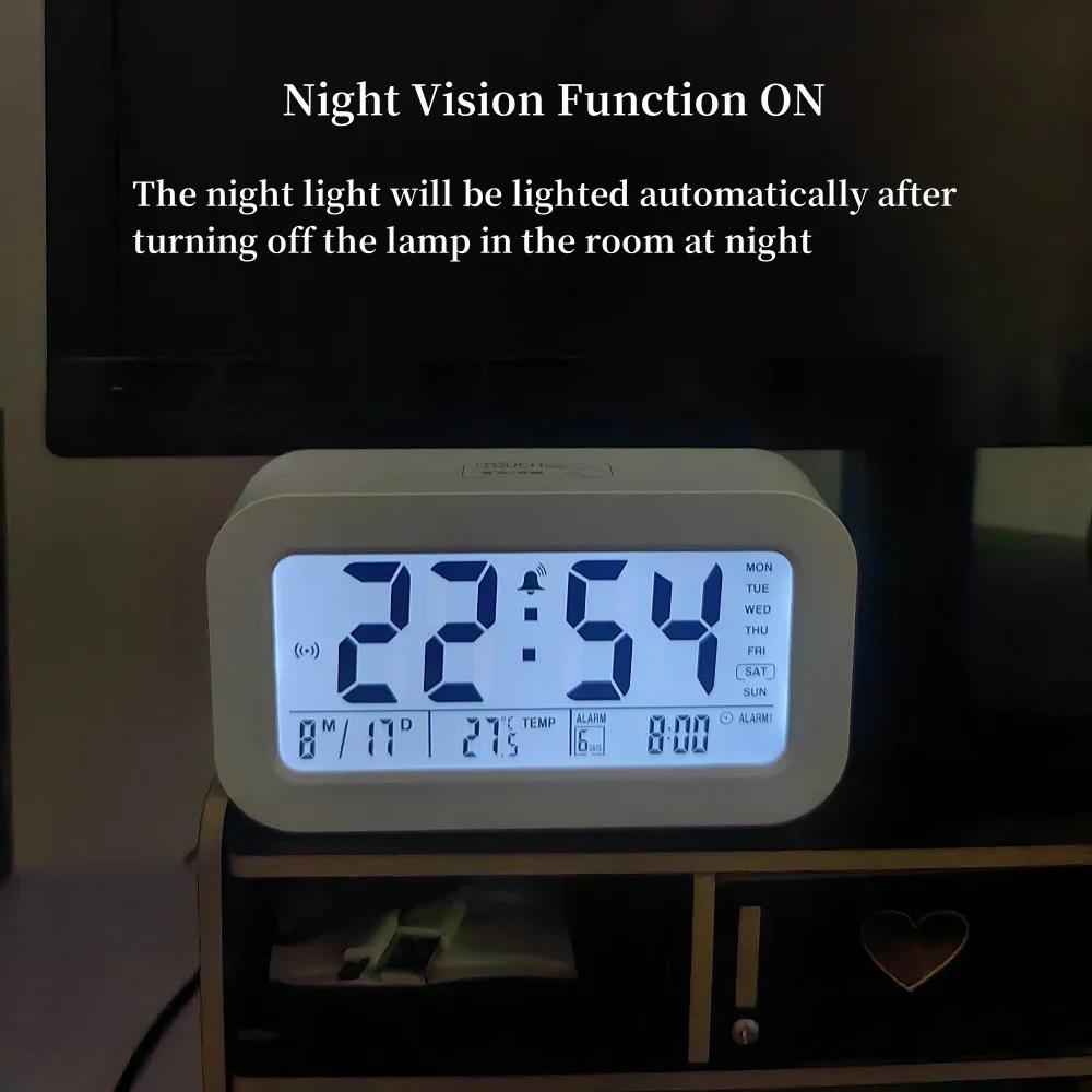 Smart digital LED alarm clock for students with silent backlightelectronic clock with night vision function 12/24H digital clock