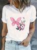 Butterfly And Floral Pattern Tshirt  Sleeves Casual Unisexs Street Aesthetic Clothing T Shirts Unisex Clothing