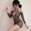 Sexy lingerie, sexy temptation, halterneck, one-shoulder, hollow one-piece mesh dress, see-through mesh