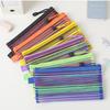 Colorful Mesh Zipper Pouch Bags Transparent Pencil Case Makeup Cosmetic Storage Bag Travel Organizer Stationery Office School