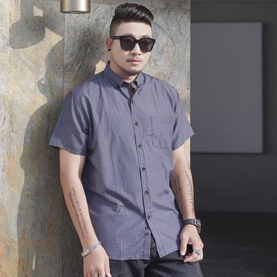 F2938 Large Plaid Shirt Men 'S Business Casual Shirt Loose Fat Man Short Sleeve Shirt Fat Man Shirt Xl -10xl 