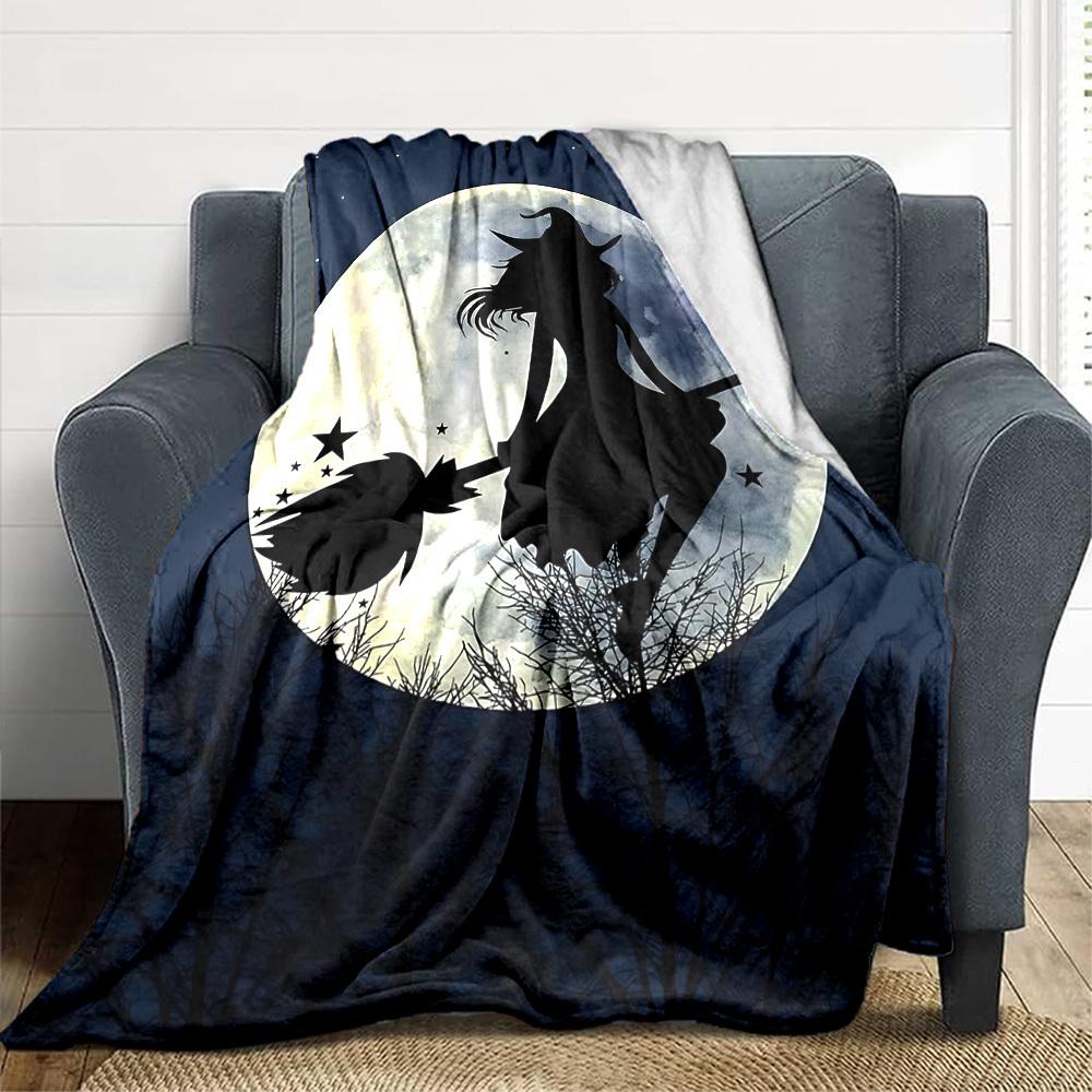 1pc Moon Witch Blanket, Lightweight Flannel Throw Blanket for Sofa, Bed, Travel, Camping, Living Room, Office, Couch050