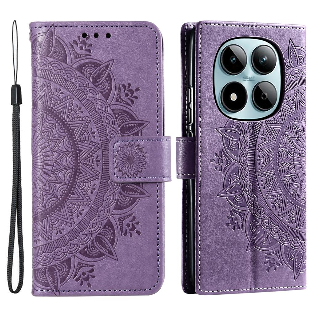 For Xiaomi Redmi Note 15 Pro 4G (Global) Stand Case Imprinted Totem PU Leather Wallet Phone Cover with Wrist Strap