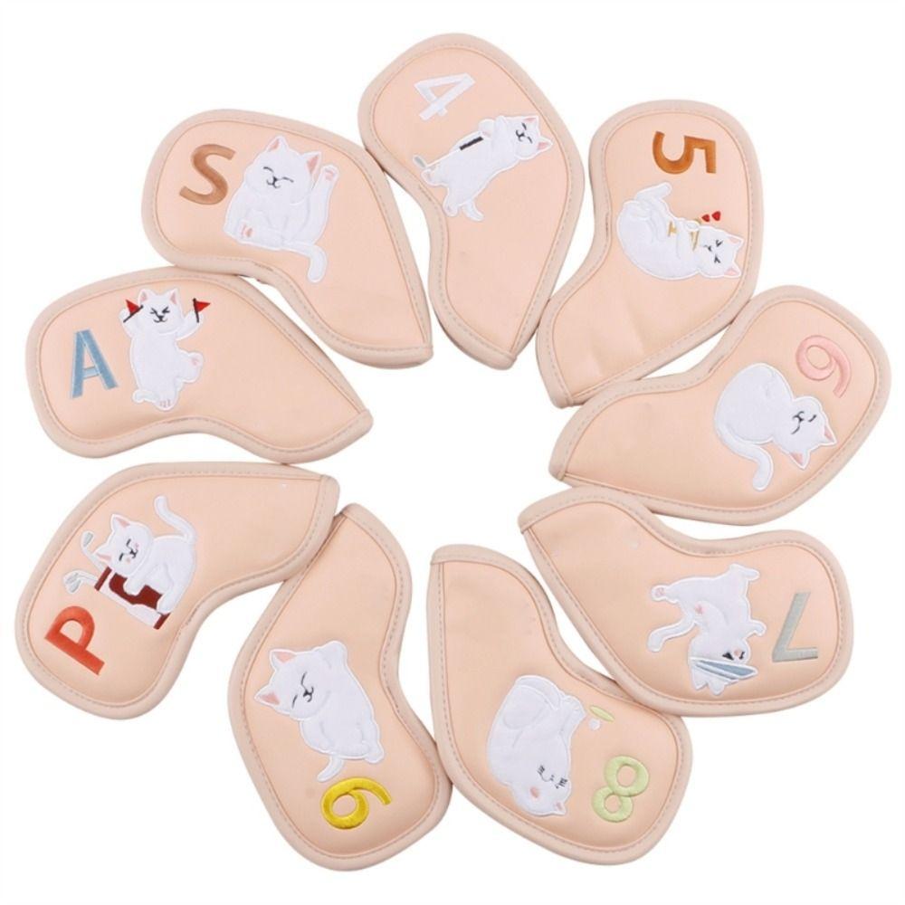 Cats Pattern Golf Iron Head Cover PU Leather Golf Club Covers Golf Head Protector  Golf Supplies