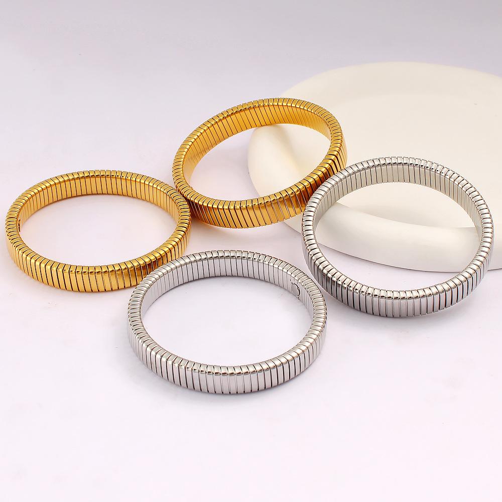 Fashion  Stainless Steel Jewelry Bracelets Texture 18k Gold Plated Stainless Steel Bangle Bracelet Women