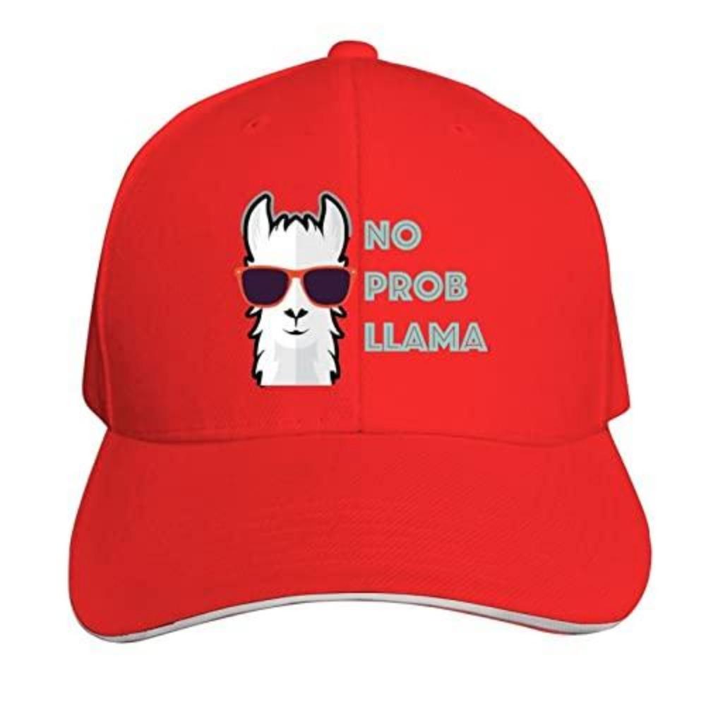 No Prob Llama Alpaca Curved Brim Printed Baseball Cap Sun Hat Travel Cap Sandwich Cap Adjustable Trucker Hat