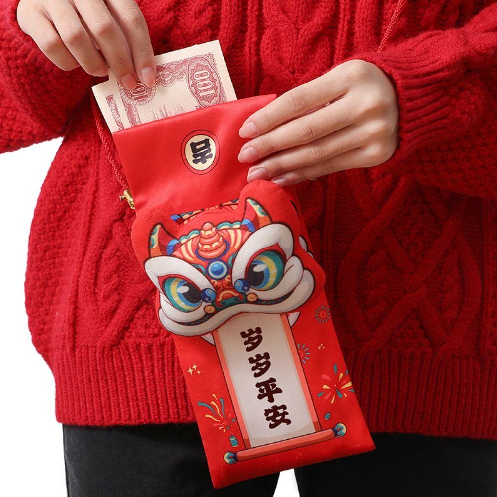 Plush New Year Lucky Money Bag Chinese Style Crossbody Bag Shoulder Pouch Spring Festival Supplies