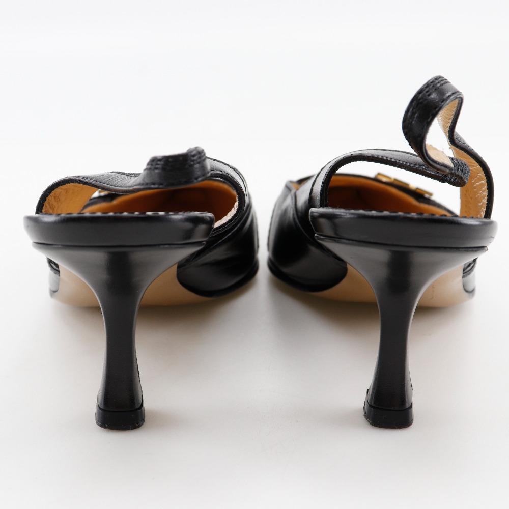 LOUIS VUITTON initial pumps Slingback Pointed toe pumps black leather Women Used