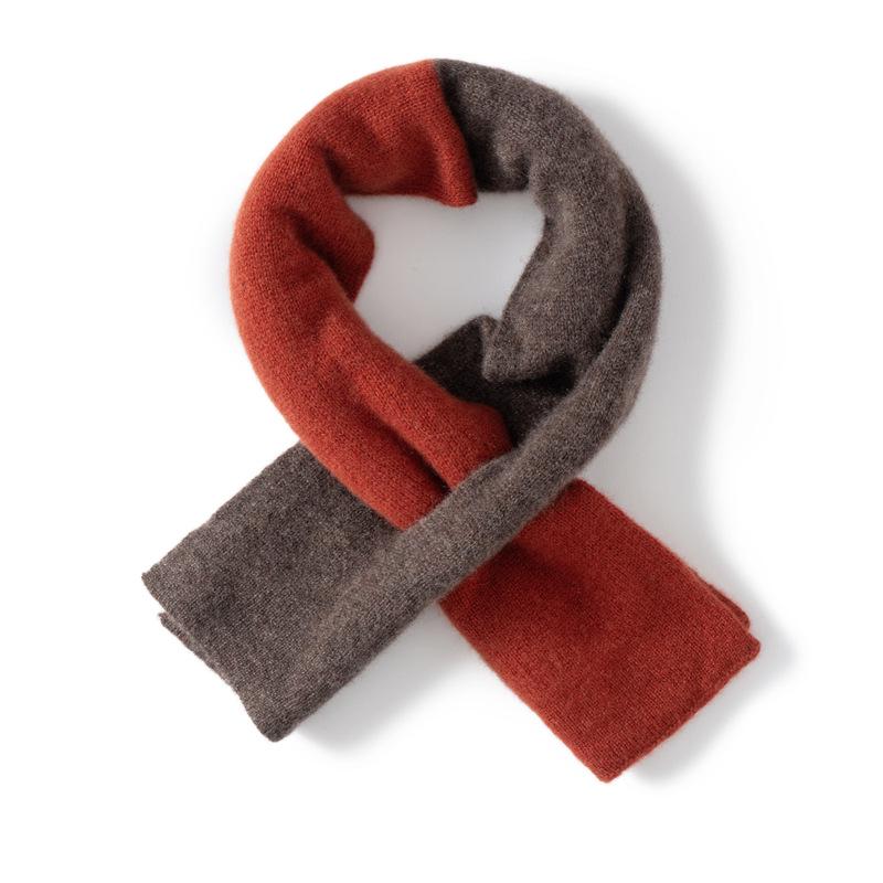 Women's 100% Cashmere Color Block Knit Scarf – Warm, Fashionable, Versatile Neck Gaiter for Autumn and Winter