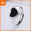 925 Sterling Silver Rings for Women Couple Minimalist Handmade Simple Black Heart Ring Party Jewelry Gift Prevent Allergy
