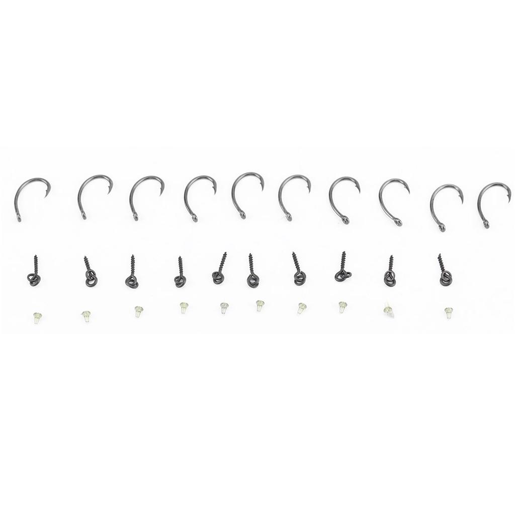 30Pcs Set Carp Fishing, Rig Hook Bait Stoppers Screws Bobbin Storage Narwhal Ronnie Boilies Hagen Terminal Tackle