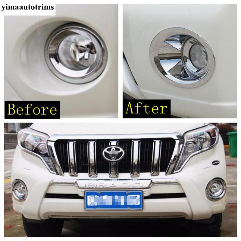 Front Rear Fog Lights Lamps Ring Cover Trim For Toyota Land Cruiser Prado FJ150 2014 - 2017 ABS Chrome Accessories Interior Kit