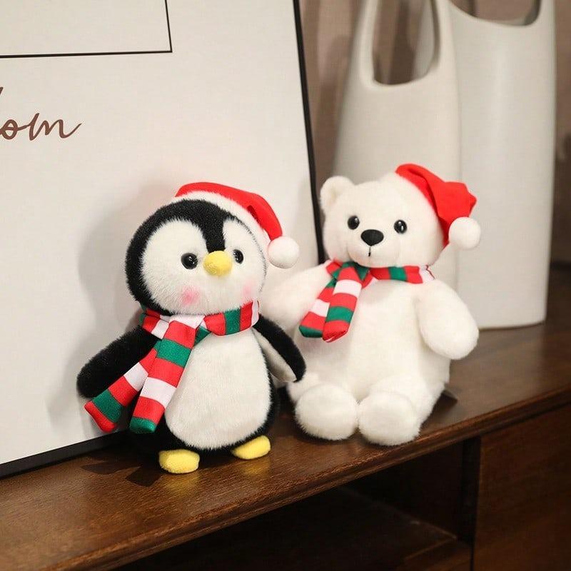 Pluszowe Zwierzątka na Boże Narodzenie Kreskówkowy Pingwin Święty Mikołaj Renifer Miś Teddy na Boże Narodzenie Ozdoba na Biurko Wesołych Świąt Dekoracje Zaprojektowane Dla Dzieci