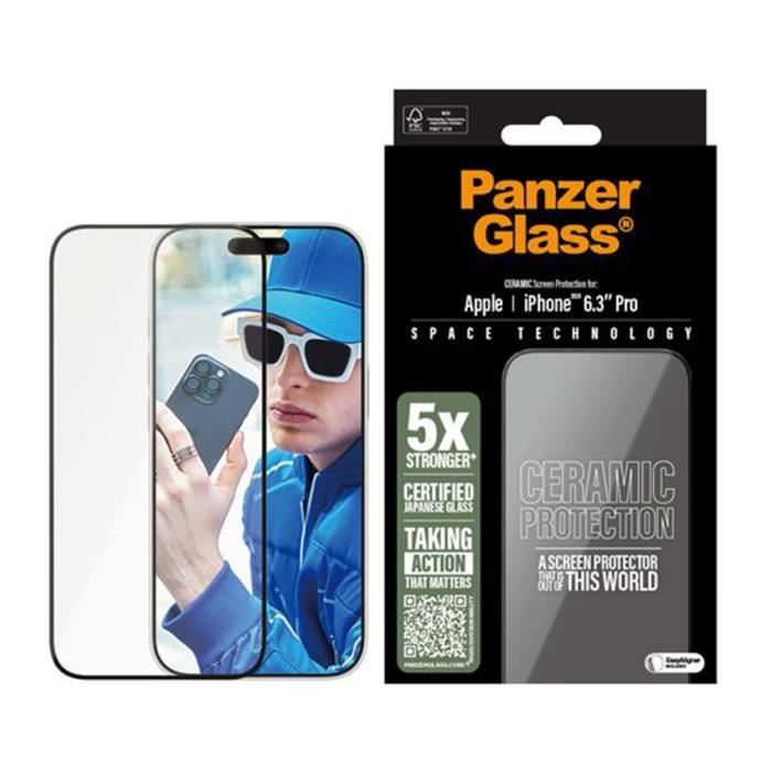 Protection d'Écran - PANZER GLASS - iPhone 16 Pro - Oléophobe - Anti-rayures - Vitrocéramique