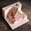 Maßgeschneiderter 3D Notizblock Papierbasteln Haftnotizen Lesezeichen Rosa Haus Villa Notizpapierwürfel für Freundinnengeschenke