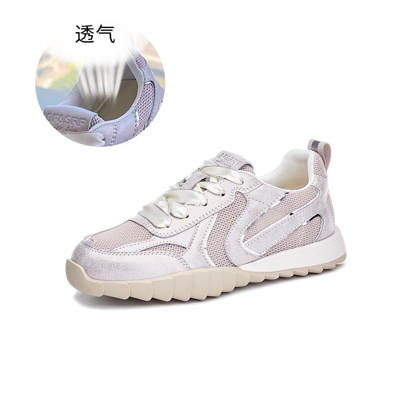 

Кожаные туфли Forrest Gump женские летние 2025 новые дышащие сетчатые спортивные туфли женские универсальные повседневные туфли женские туфли на плоской подошве 35 розовый