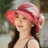 Flower Decor Dotted Print Bucket Hat Wide Brim Beach Hat Fashion Fisherman Hat  Summer