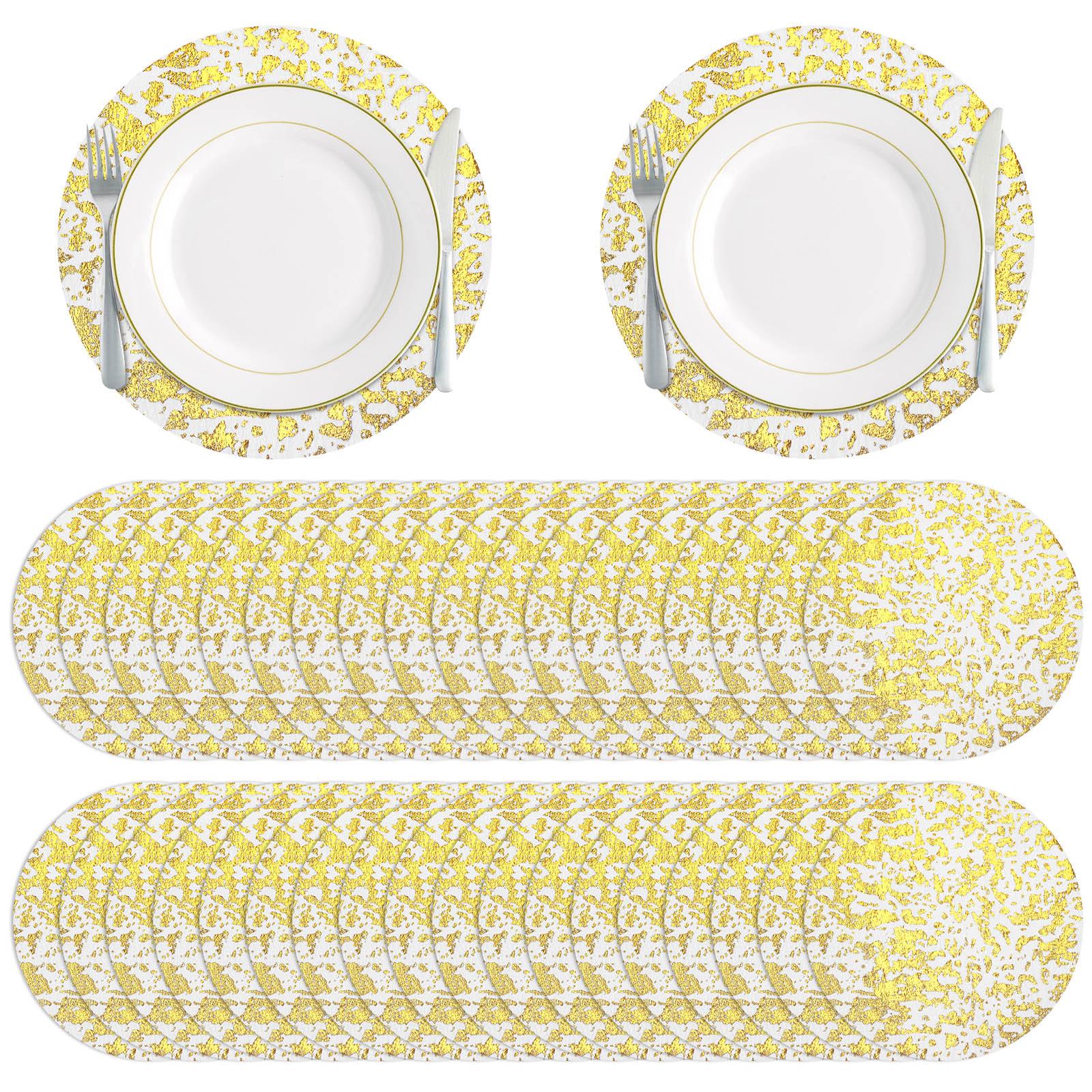 

120 шт одноразовые салфетки из золотой фольги 13 дюймов круглые сетчатые прессованные салфетки блестящие салфетки для стола для украшения обеденного стола фольга