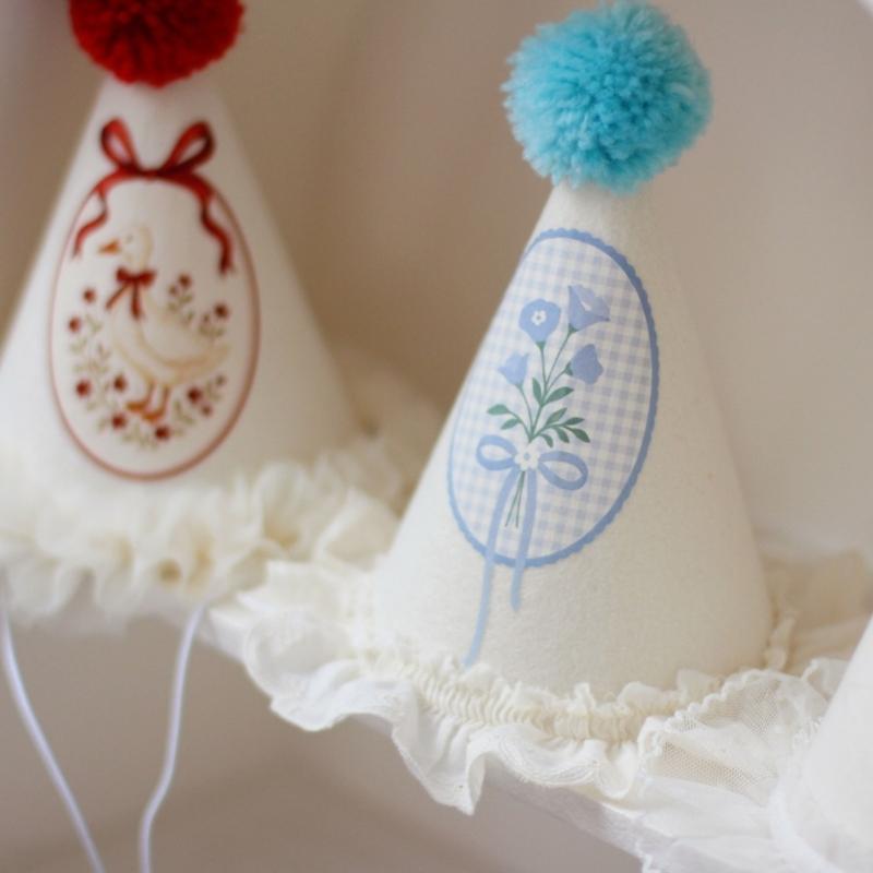 Birthday Hat Lovely Lace Pattern Adjustment Party Hat Features Lace Edging And Soft Ball Decoration