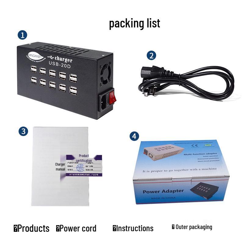 Multi-Port USB Charger Station: 20-Port Mobile Phone Charging Hub in Stock