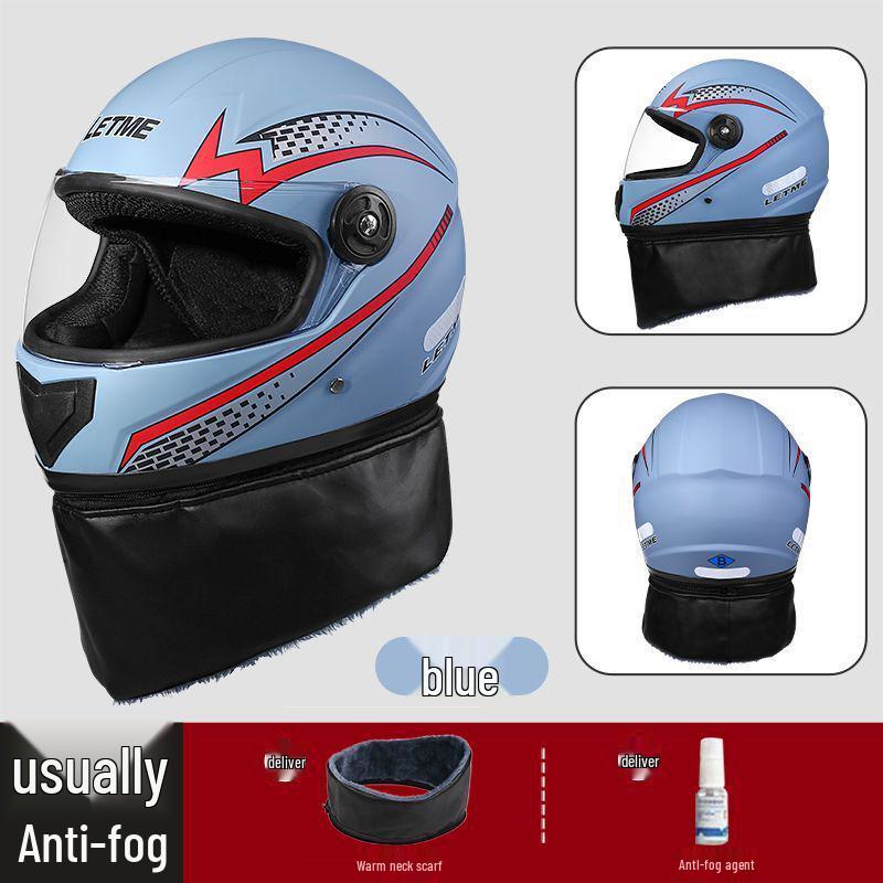 Electric Scooter Full Face Helmet - Winter Warm, Anti-Fog, Thickened for Men & Women