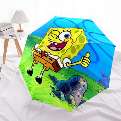 1pc SpongeBob SquarePants Auto-Open Close Umbrella, Portable 3-Fold Design with 8-Bone Iron Frame, Outdoor Umbrella, Ideal Gift for Fans, Travele