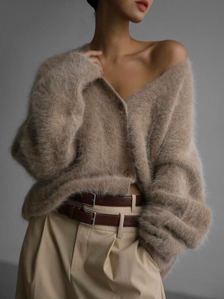 2023 Autumn/Winter Women's Faux Mink Fur Knitted Cardigan Coat
