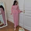 Women's Slimming Silky Draped Top and Bodycon Skirt Set