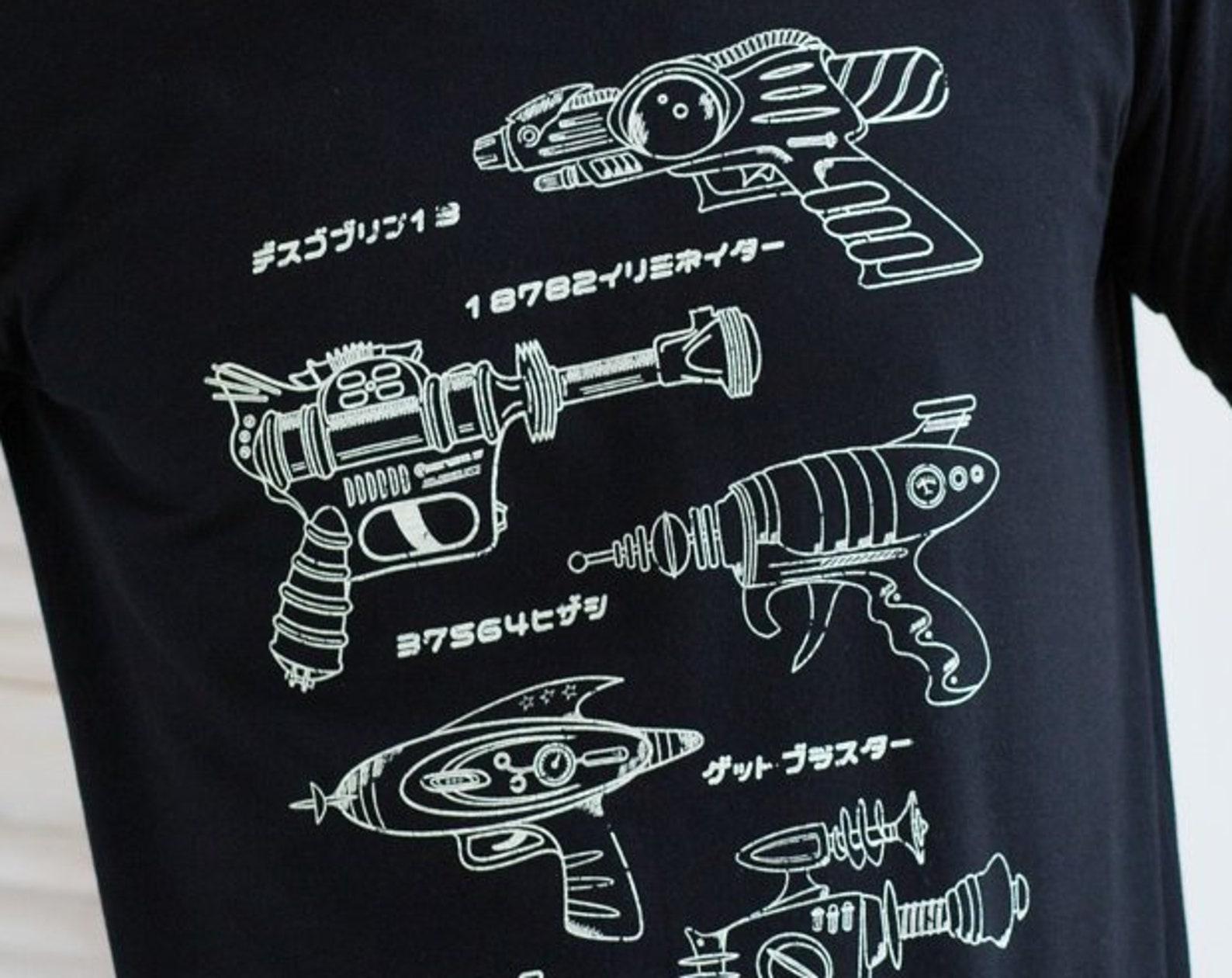 Japanese Ray Gun T-Shirt, Retro Anime Sci-Fi Tee S