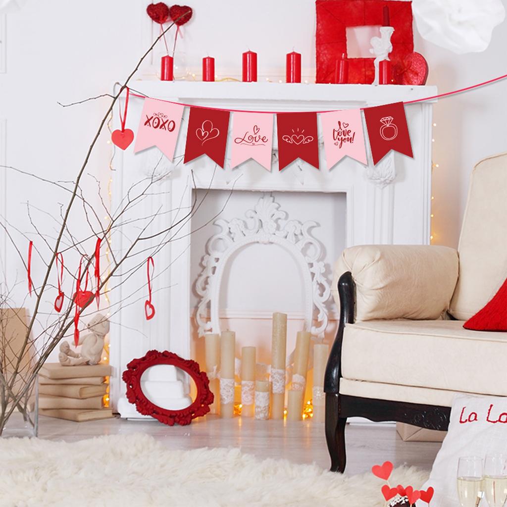 Fishtail Paper Bunting Valentine Decoration Hanging Ornament For Anniversary Wedding Valentine Celebration Home Decoration